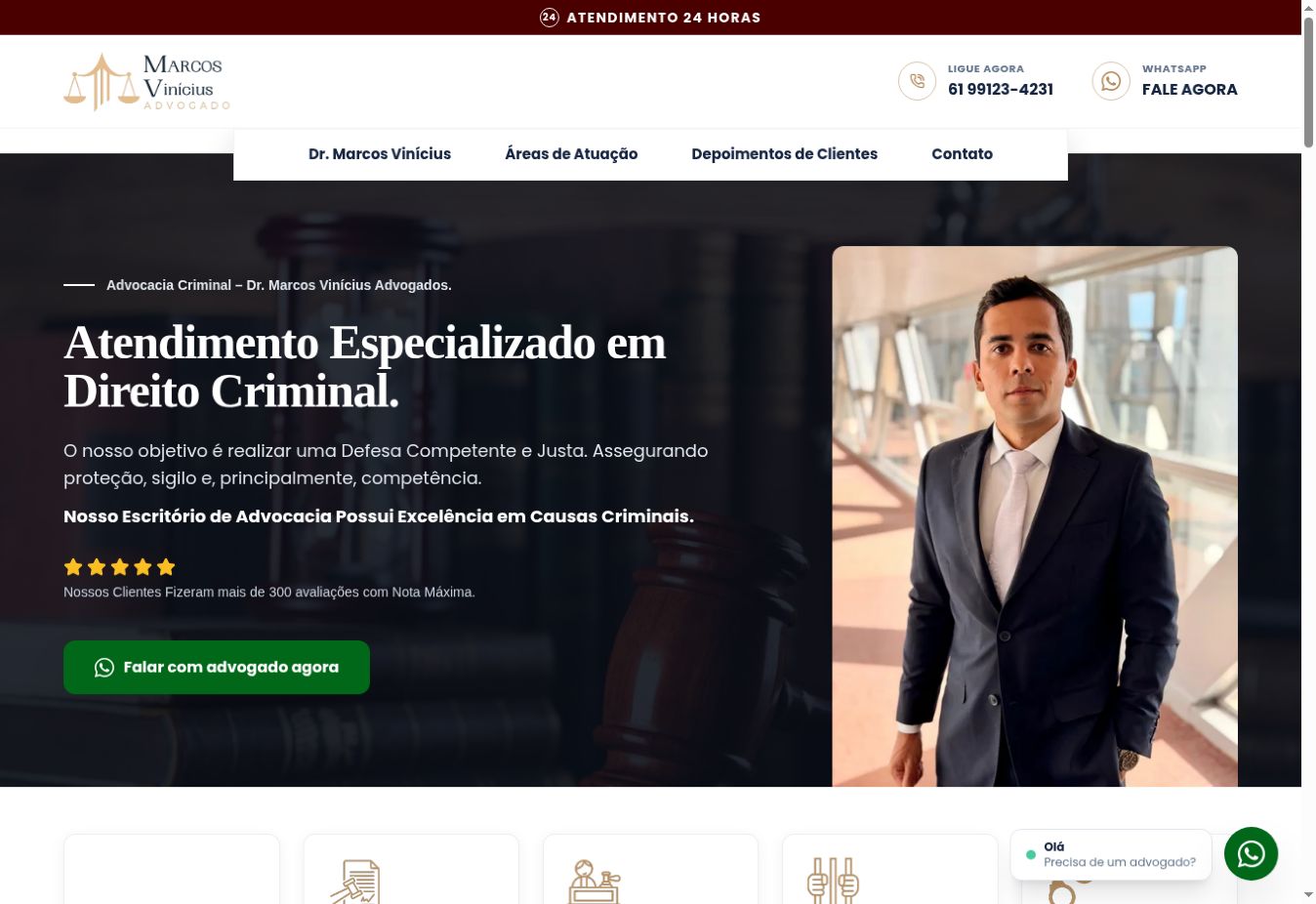Captura do site Dr. Marcos Vinícius Advogados