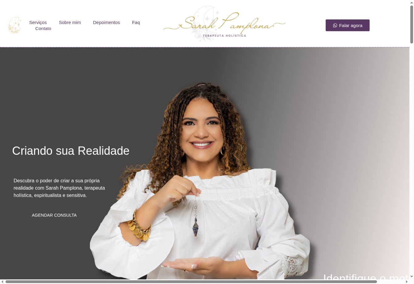 Captura do site Sarah Pamplona